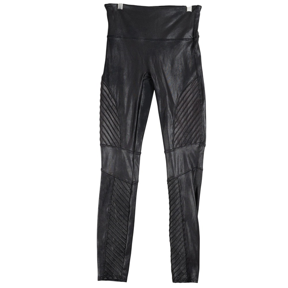 SPANX Metallic‎ Moto Leggings Black High Waisted Size Medium M/M